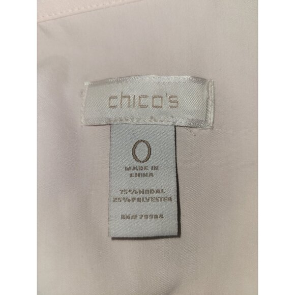 Chicos Light Pink Button-Up Shirt Roll-Tab Sleeves Two Front Pockets flowy beach - Picture 4 of 4